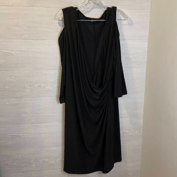 JBS Women Surplice Neckline Cold Shoulder Pearl‎ Accent Ruched Dress - Picture 3 of 8